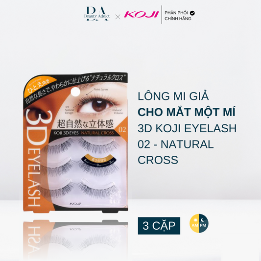 Lông mi giả 3D KOJI Eyelash cho mắt 1 mí (tái sử dụng được 30 lần) - Beauty Addict