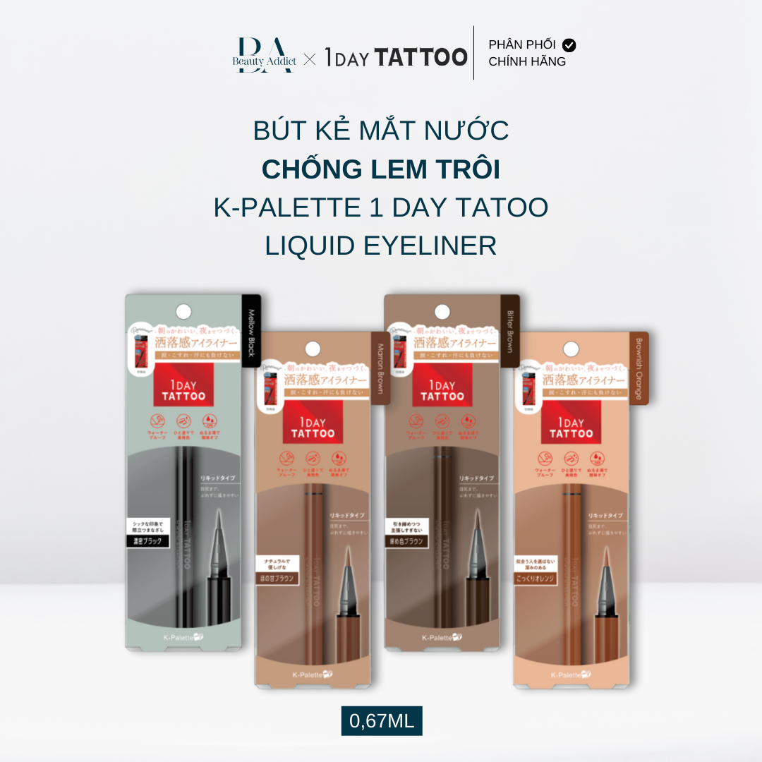 Bút kẻ mắt chống lem trôi K-Palette 1DAY TATTOO Liquid Eyeliner - Beauty Addict