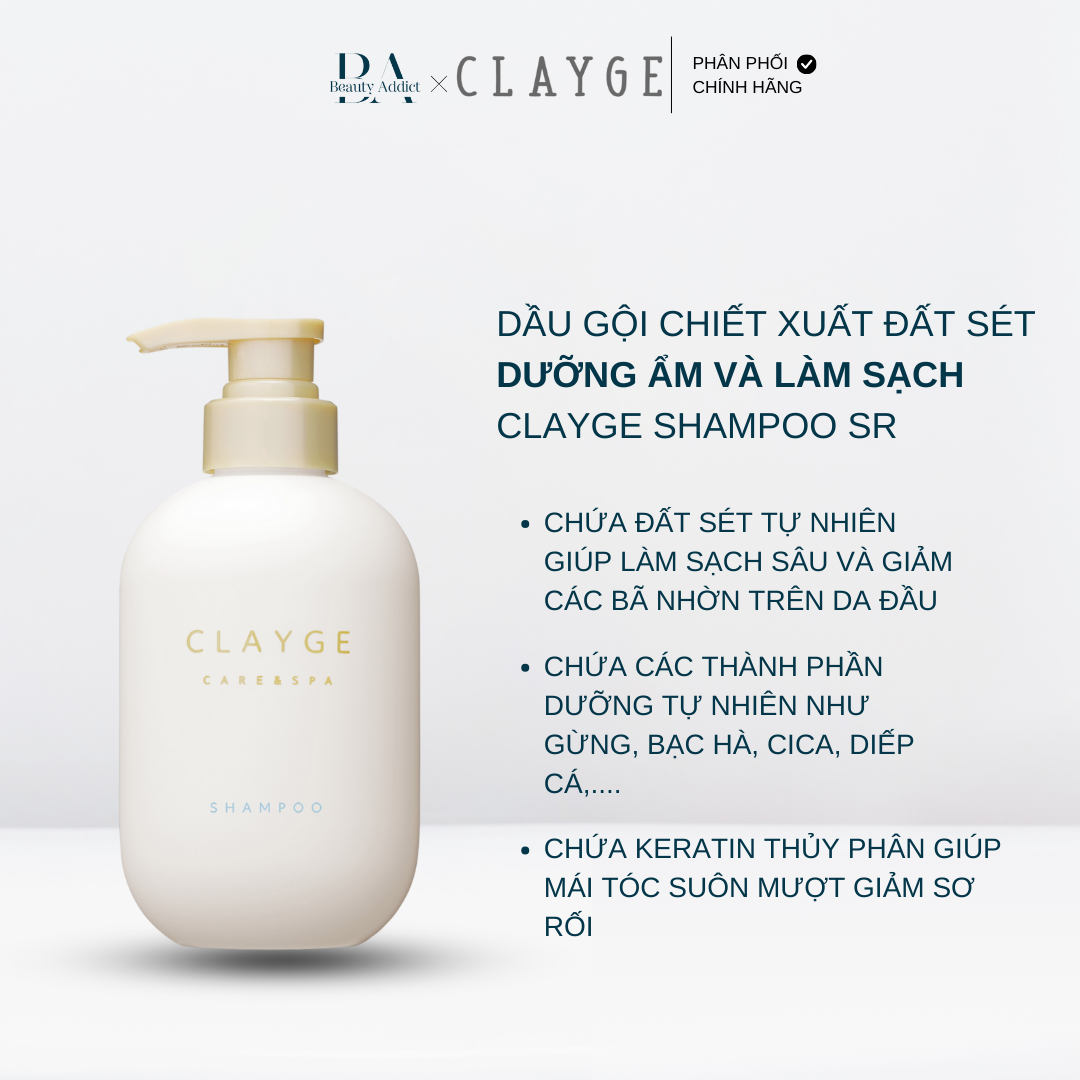 Dầu gội và dầu xả dưỡng ẩm và làm sạch CLAYGE SR