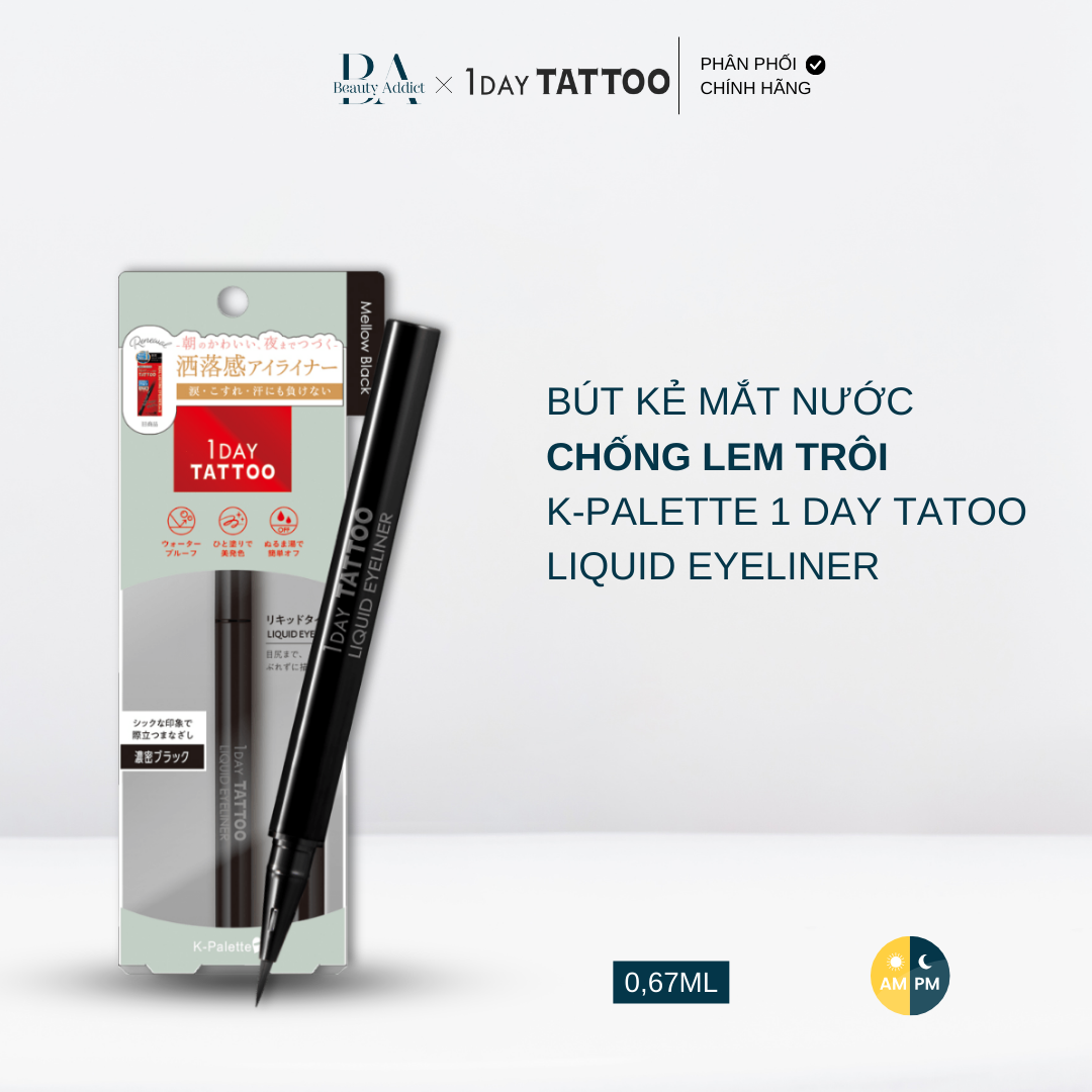 Bút kẻ mắt chống lem trôi K-Palette 1DAY TATTOO Liquid Eyeliner - Beauty Addict