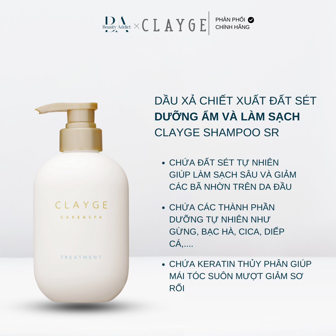 Dầu gội và dầu xả dưỡng ẩm và làm sạch CLAYGE SR