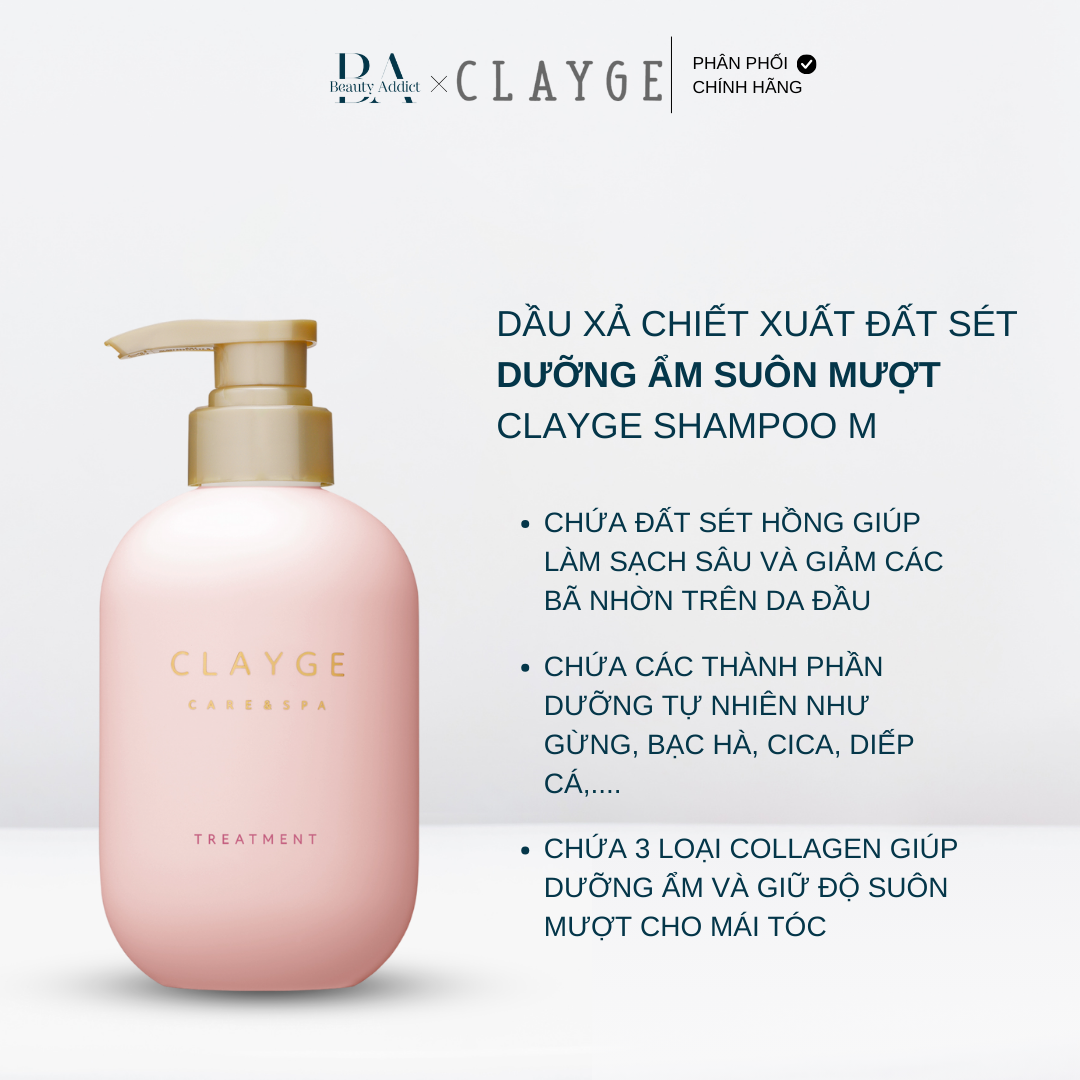 Dầu gội và dầu xả dưỡng ẩm suôn mượt CLAYGE M