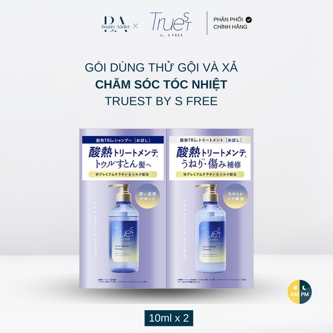 Dầu gội và dầu xả chăm sóc tóc nhiệt TRUEST BY S FREE Acid&Heat Care - Beauty Addict