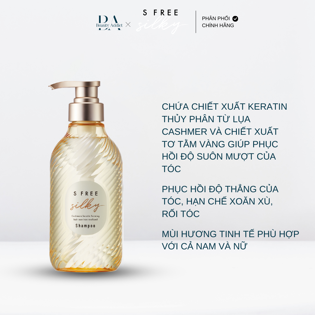 Dầu gội và dầu xả suôn mượt tóc S Free Silky Smooth - Beauty Addict