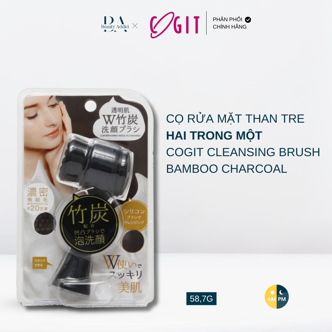 Cọ Rửa Mặt Massage 2 Đầu Than Tre Cogit Cleansing Brush Bamboo Charcoal