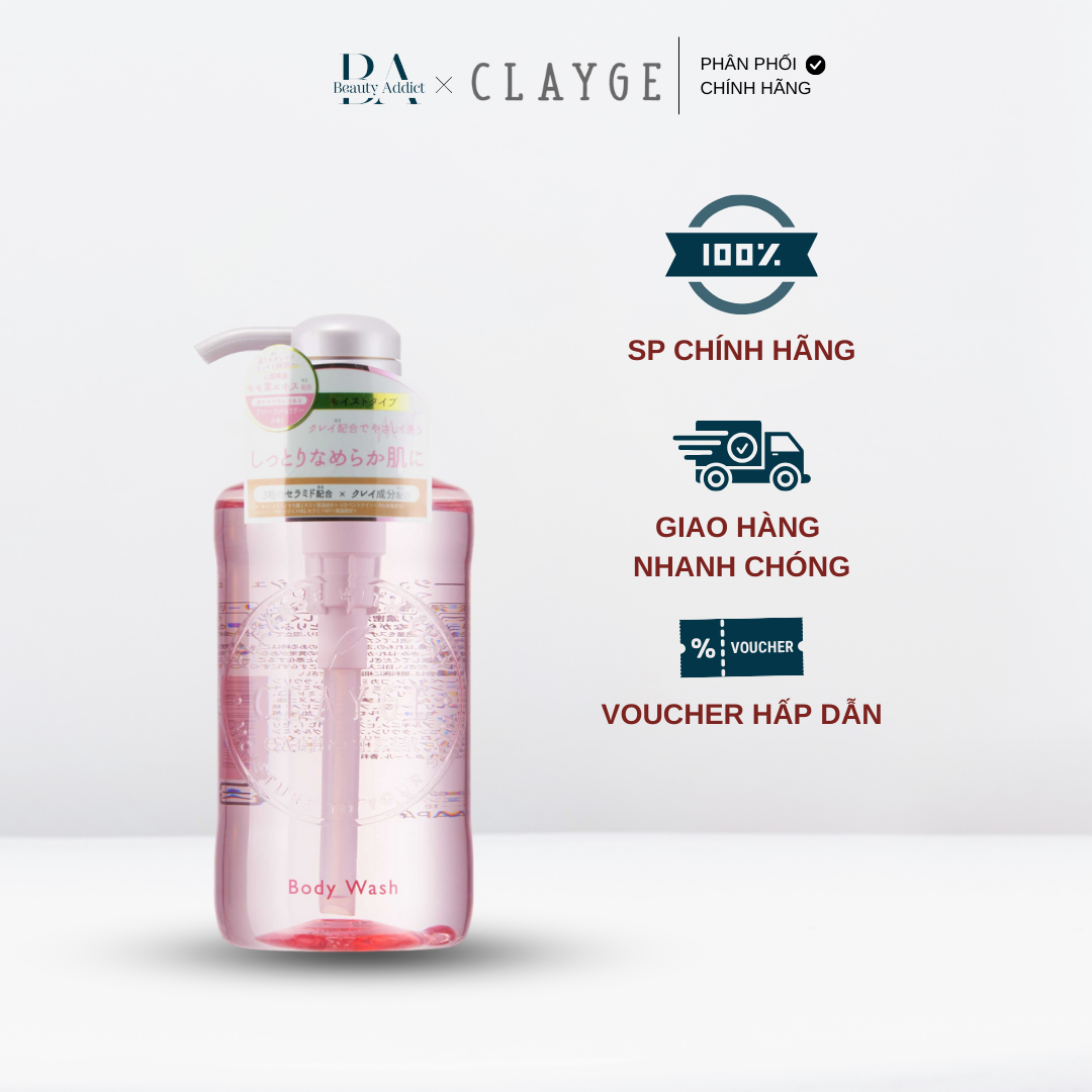 Sữa tắm dưỡng ẩm hương đào Clayge Body Wash M - Beauty Addict