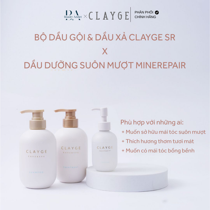 Dầu gội và dầu xả dưỡng ẩm và làm sạch CLAYGE SR