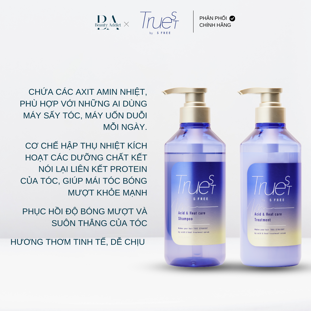 Dầu gội và dầu xả chăm sóc tóc nhiệt TRUEST BY S FREE Acid&Heat Care - Beauty Addict