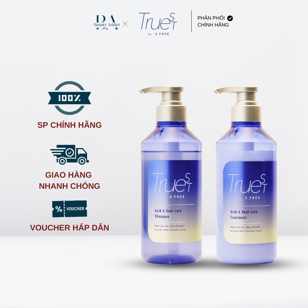 Dầu gội và dầu xả chăm sóc tóc nhiệt TRUEST BY S FREE Acid&Heat Care - Beauty Addict