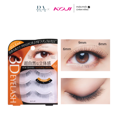 Lông mi giả 3D KOJI Eyelash cho mắt 1 mí (tái sử dụng được 30 lần) - Beauty Addict