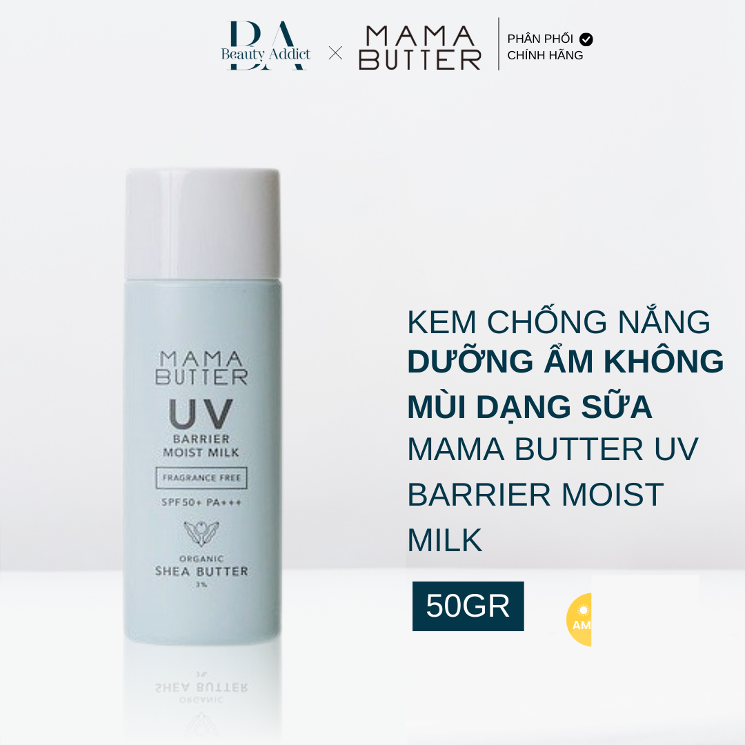 Kem chống nắng dưỡng ẩm dạng sữa không mùi Mama Butter UV Barrier Moist Milk Fragrance Free - Beauty Addict