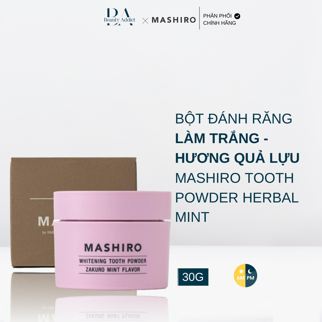 Bột đánh răng làm trắng mùi lựu bạc hà Mashiro Tooth Powder Zakuro Mint - Beauty Addict