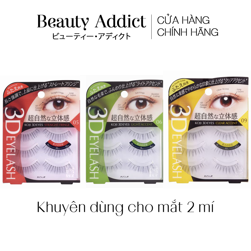 Lông mi giả 3D KOJI Eyelash cho mắt 2 mí (tái sử dụng được 30 lần) - Beauty Addict