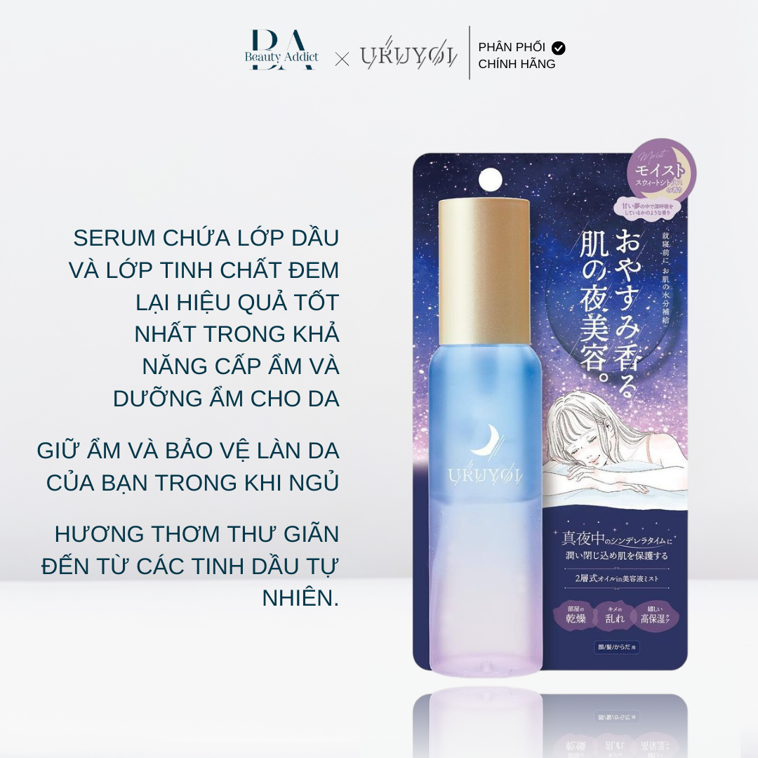 Dung dịch dưỡng ban đêm - Tinh chất cấp ẩm URUYOI Night Repair Essence Moist - Beauty Addict